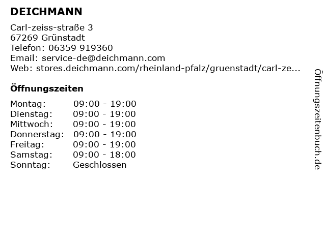 Deichmann Grünstadt, Carl Zeiss Straße 3 Öffnungszeiten Deichmann Grünstadt, Carl Zeiss Straße 3 Öffnungszeiten